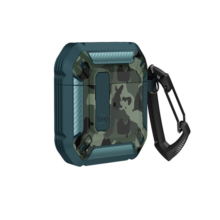 Two-Tone Printed Earphone Case with Switch Lock & Carabiner, For AirPods 1/2, For AirPods Pro, For AirPods 3