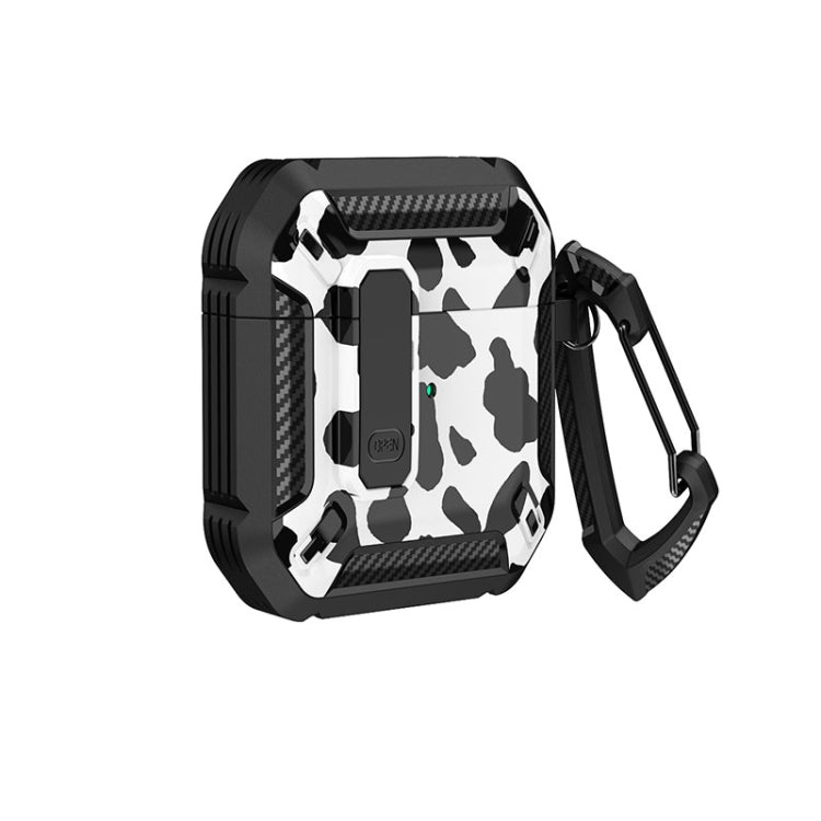Two-Tone Printed Earphone Case with Switch Lock & Carabiner, For AirPods 1/2, For AirPods Pro, For AirPods 3