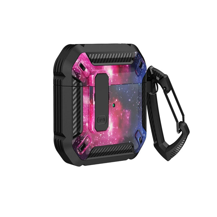 Two-Tone Printed Earphone Case with Switch Lock & Carabiner, For AirPods 1/2, For AirPods Pro, For AirPods 3