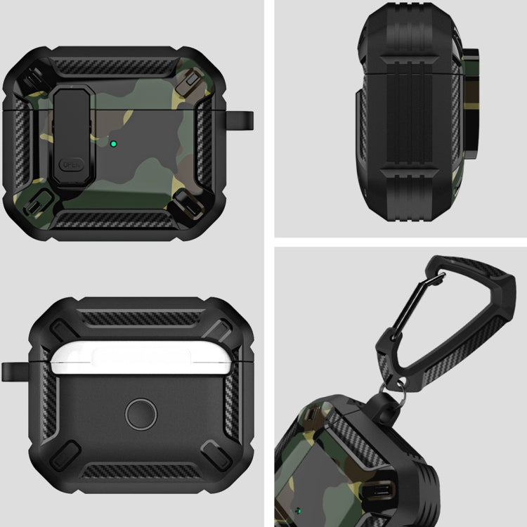 Two-Tone Printed Earphone Case with Switch Lock & Carabiner, For AirPods 1/2, For AirPods Pro, For AirPods 3