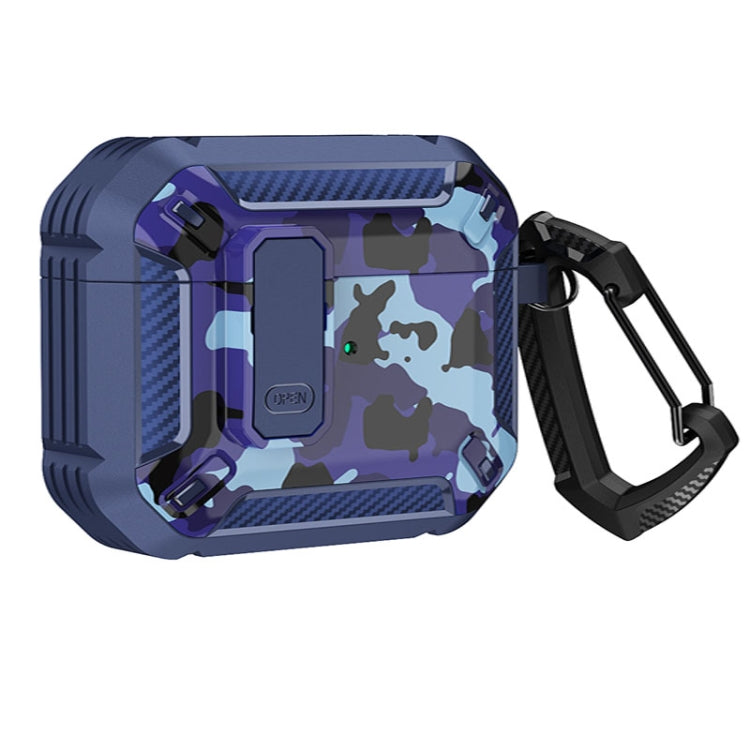 Two-Tone Printed Earphone Case with Switch Lock & Carabiner, For AirPods 1/2, For AirPods Pro, For AirPods 3