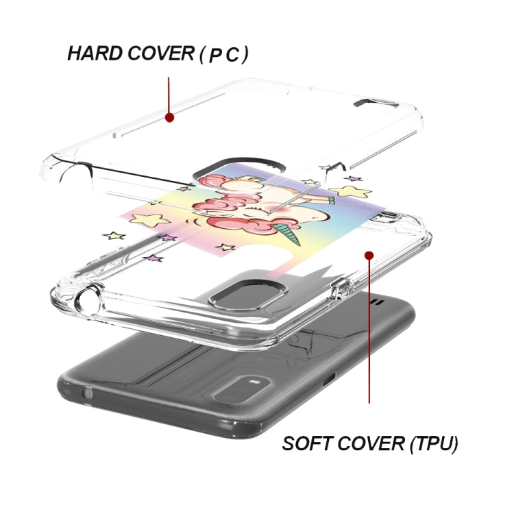 2 In 1 PC + TPU Card Pattern Transparent Protective Case, For Galaxy A01, For Galaxy A21, For Galaxy S20, For Galaxy S20+
