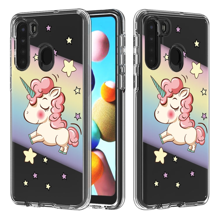 2 In 1 PC + TPU Card Pattern Transparent Protective Case, For Galaxy A01, For Galaxy A21, For Galaxy S20, For Galaxy S20+