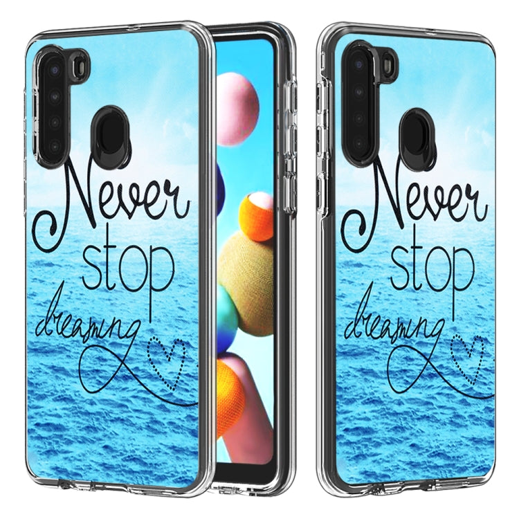 2 In 1 PC + TPU Card Pattern Transparent Protective Case, For Galaxy A01, For Galaxy A21, For Galaxy S20, For Galaxy S20+