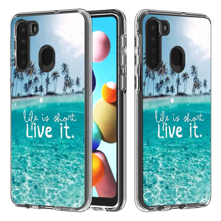 2 In 1 PC + TPU Card Pattern Transparent Protective Case, For Galaxy A01, For Galaxy A21, For Galaxy S20, For Galaxy S20+