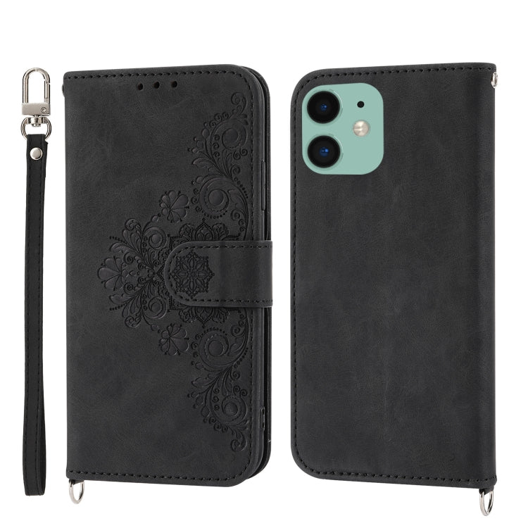 Skin-feel Flowers Embossed Wallet Leather Phone Case