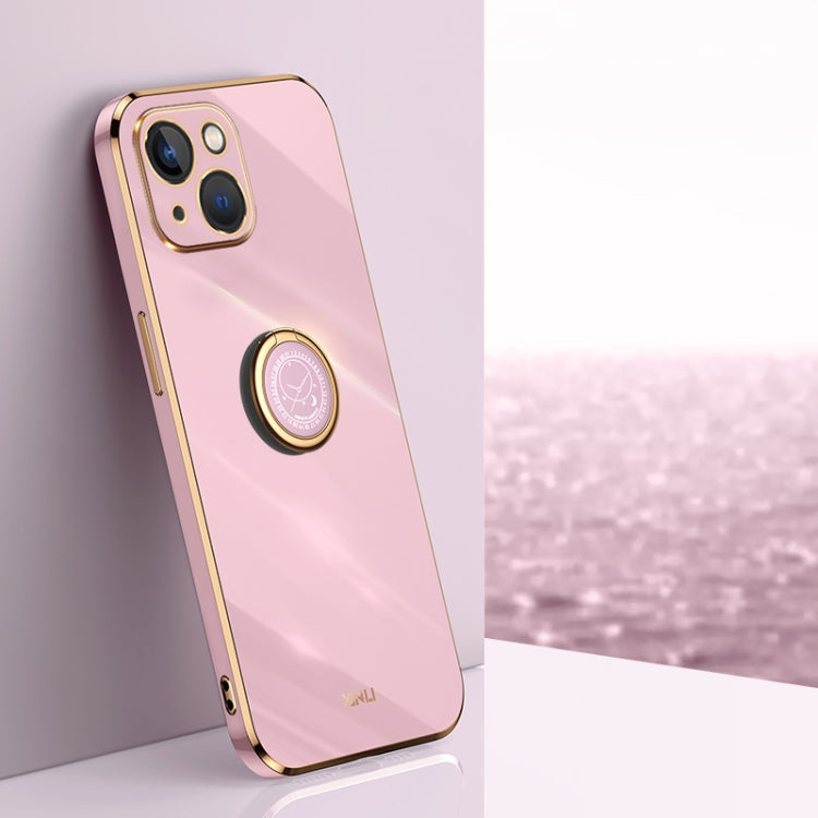 XINLI Straight Edge 6D Electroplate TPU Phone Case with Ring Holder, For iPhone 14, For iPhone 14 Plus, For iPhone 14 Pro, For iPhone 14 Pro Max, For iPhone 13, For iPhone 13 mini