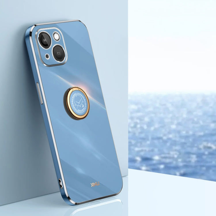 XINLI Straight Edge 6D Electroplate TPU Phone Case with Ring Holder, For iPhone 14, For iPhone 14 Plus, For iPhone 14 Pro, For iPhone 14 Pro Max, For iPhone 13, For iPhone 13 mini