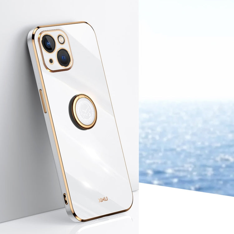 XINLI Straight Edge 6D Electroplate TPU Phone Case with Ring Holder, For iPhone 14, For iPhone 14 Plus, For iPhone 14 Pro, For iPhone 14 Pro Max, For iPhone 13, For iPhone 13 mini