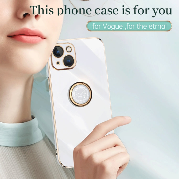 XINLI Straight Edge 6D Electroplate TPU Phone Case with Ring Holder, For iPhone 14, For iPhone 14 Plus, For iPhone 14 Pro, For iPhone 14 Pro Max, For iPhone 13, For iPhone 13 mini