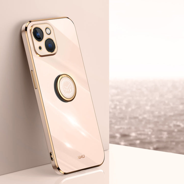 XINLI Straight Edge 6D Electroplate TPU Phone Case with Ring Holder, For iPhone 14, For iPhone 14 Plus, For iPhone 14 Pro, For iPhone 14 Pro Max, For iPhone 13, For iPhone 13 mini