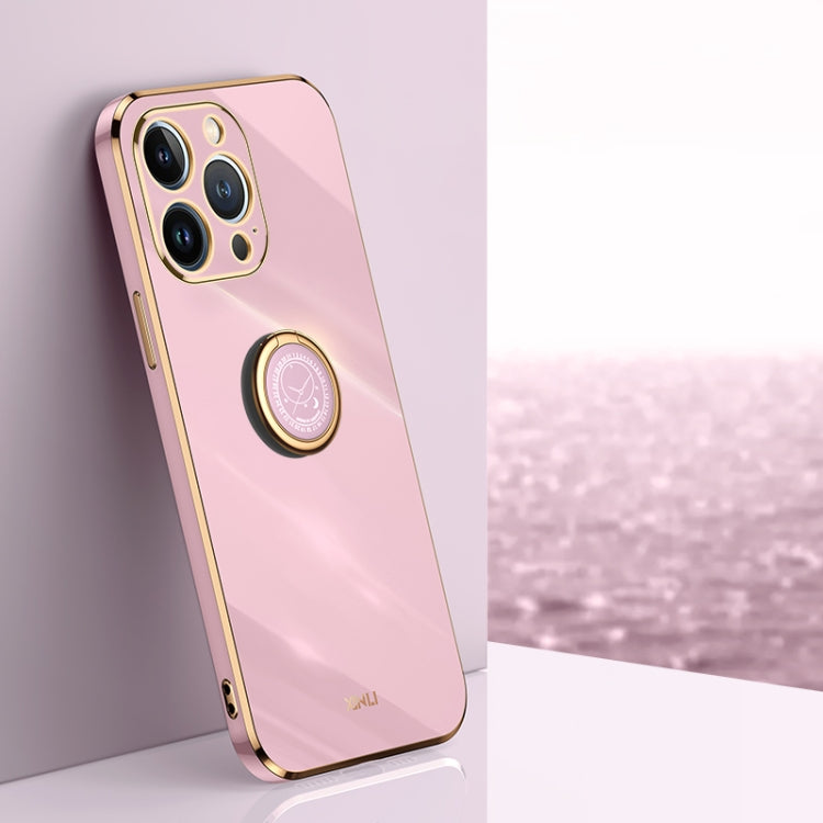 XINLI Straight Edge 6D Electroplate TPU Phone Case with Ring Holder, For iPhone 14, For iPhone 14 Plus, For iPhone 14 Pro, For iPhone 14 Pro Max, For iPhone 13, For iPhone 13 mini
