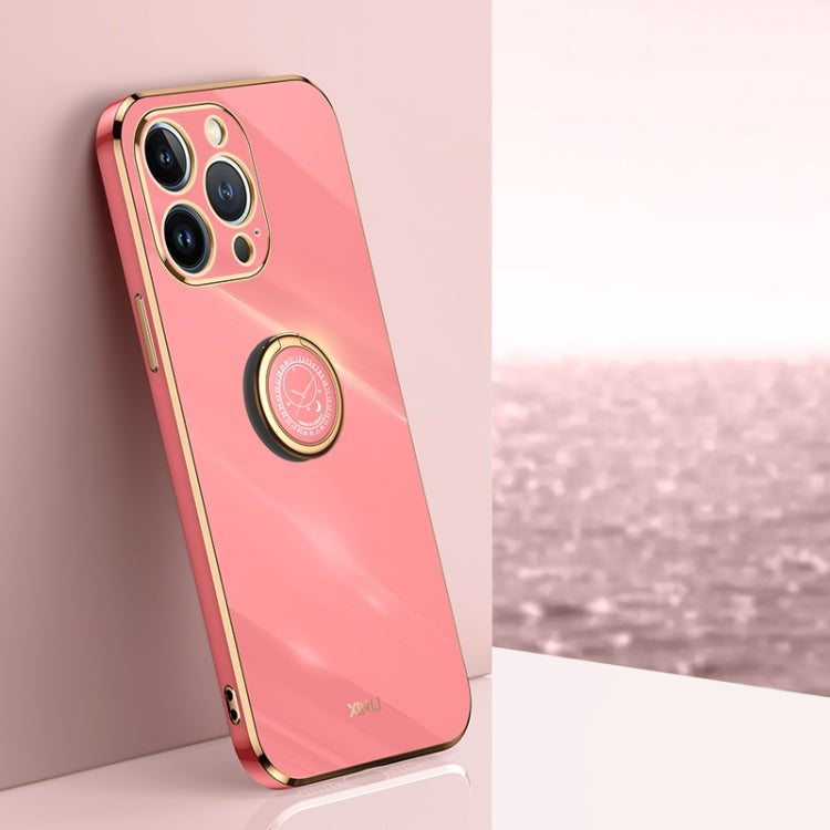 XINLI Straight Edge 6D Electroplate TPU Phone Case with Ring Holder, For iPhone 14, For iPhone 14 Plus, For iPhone 14 Pro, For iPhone 14 Pro Max, For iPhone 13, For iPhone 13 mini