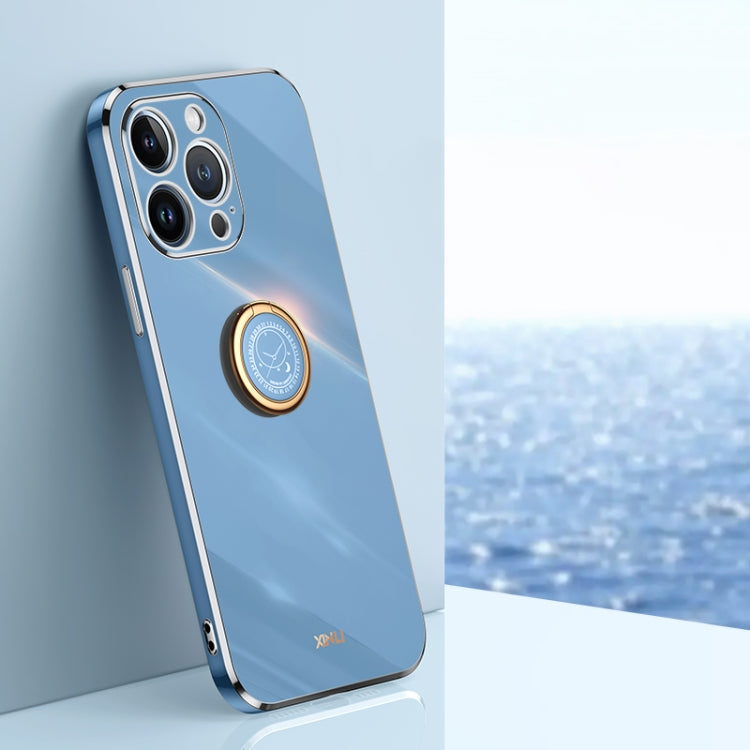 XINLI Straight Edge 6D Electroplate TPU Phone Case with Ring Holder, For iPhone 14, For iPhone 14 Plus, For iPhone 14 Pro, For iPhone 14 Pro Max, For iPhone 13, For iPhone 13 mini