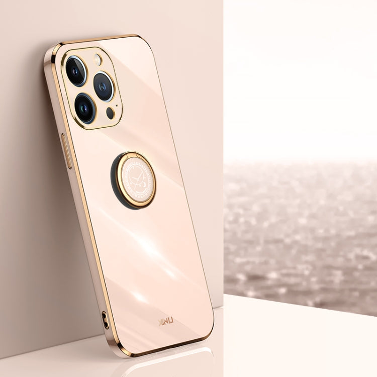 XINLI Straight Edge 6D Electroplate TPU Phone Case with Ring Holder, For iPhone 14, For iPhone 14 Plus, For iPhone 14 Pro, For iPhone 14 Pro Max, For iPhone 13, For iPhone 13 mini