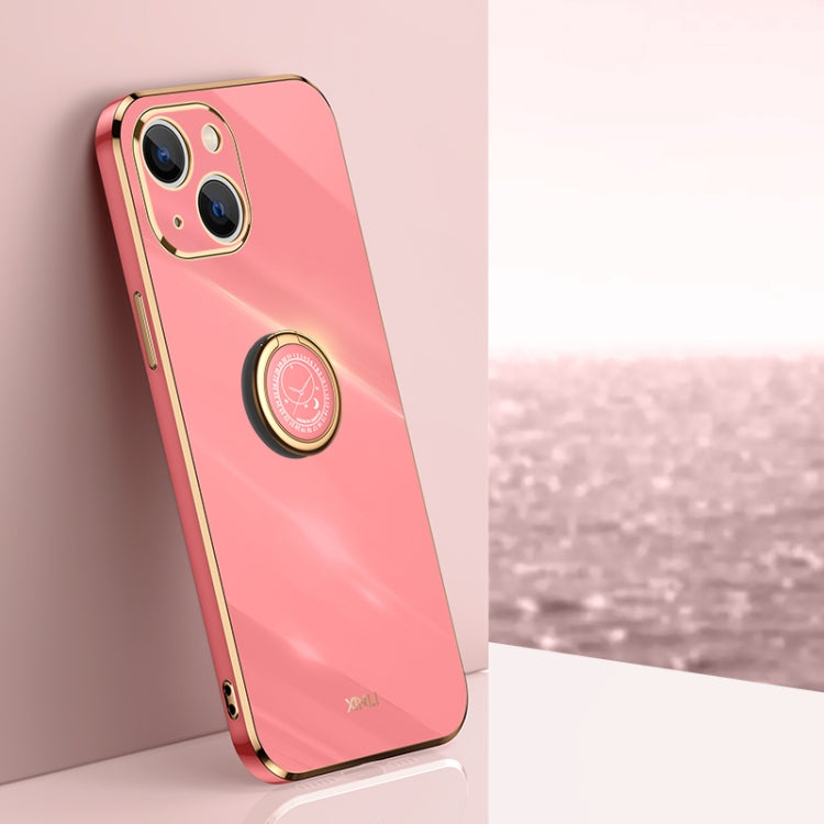 XINLI Straight Edge 6D Electroplate TPU Phone Case with Ring Holder, For iPhone 14, For iPhone 14 Plus, For iPhone 14 Pro, For iPhone 14 Pro Max, For iPhone 13, For iPhone 13 mini