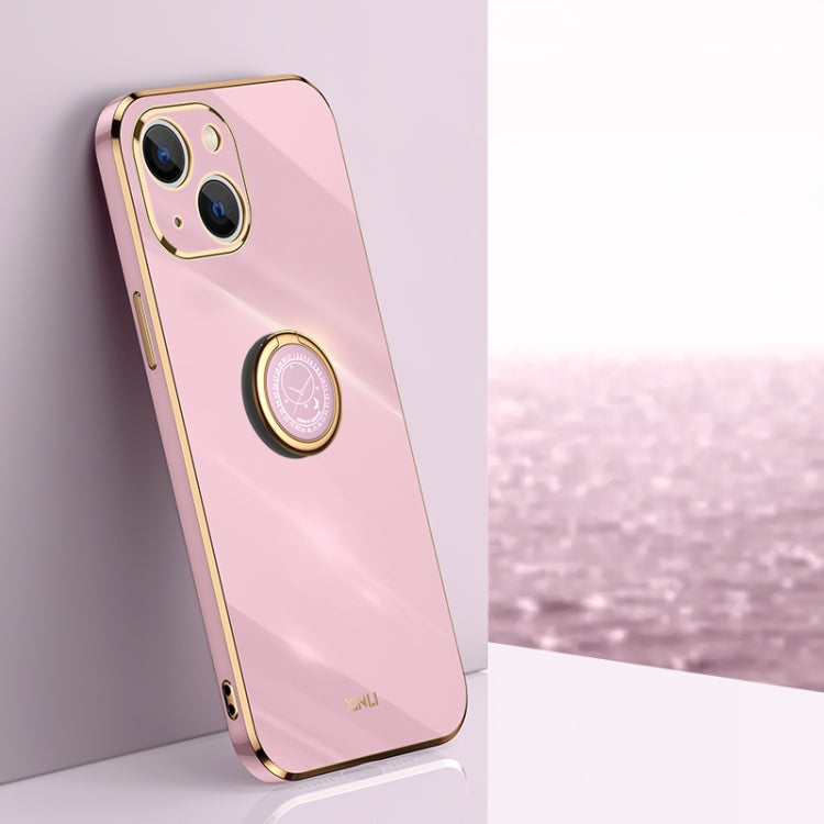 XINLI Straight Edge 6D Electroplate TPU Phone Case with Ring Holder, For iPhone 14, For iPhone 14 Plus, For iPhone 14 Pro, For iPhone 14 Pro Max, For iPhone 13, For iPhone 13 mini
