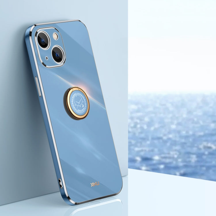 XINLI Straight Edge 6D Electroplate TPU Phone Case with Ring Holder, For iPhone 14, For iPhone 14 Plus, For iPhone 14 Pro, For iPhone 14 Pro Max, For iPhone 13, For iPhone 13 mini