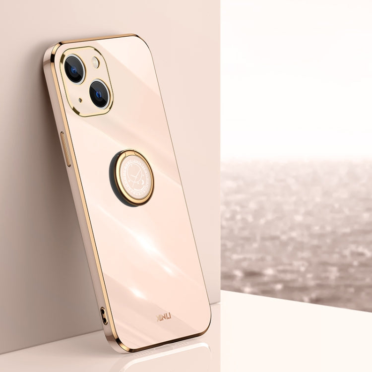 XINLI Straight Edge 6D Electroplate TPU Phone Case with Ring Holder, For iPhone 14, For iPhone 14 Plus, For iPhone 14 Pro, For iPhone 14 Pro Max, For iPhone 13, For iPhone 13 mini