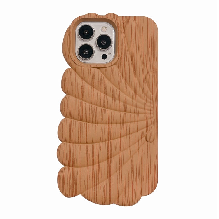 Wood Grain Shell Shape TPU Phone Case, For iPhone 14, For iPhone 14 Plus, For iPhone 14 Pro, For iPhone 14 Pro Max, For iPhone 13, For iPhone 13 Pro, For iPhone 13 Pro Max, For iPhone 12