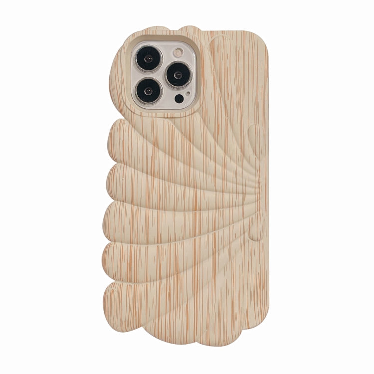 Wood Grain Shell Shape TPU Phone Case, For iPhone 14, For iPhone 14 Plus, For iPhone 14 Pro, For iPhone 14 Pro Max, For iPhone 13, For iPhone 13 Pro, For iPhone 13 Pro Max, For iPhone 12