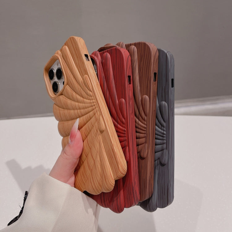 Wood Grain Shell Shape TPU Phone Case, For iPhone 14, For iPhone 14 Plus, For iPhone 14 Pro, For iPhone 14 Pro Max, For iPhone 13, For iPhone 13 Pro, For iPhone 13 Pro Max, For iPhone 12