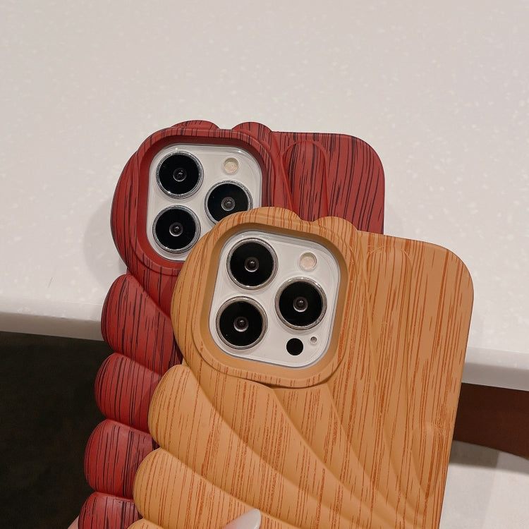 Wood Grain Shell Shape TPU Phone Case, For iPhone 14, For iPhone 14 Plus, For iPhone 14 Pro, For iPhone 14 Pro Max, For iPhone 13, For iPhone 13 Pro, For iPhone 13 Pro Max, For iPhone 12