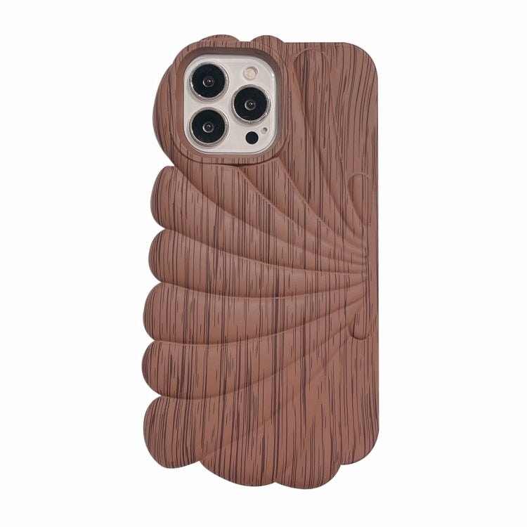 Wood Grain Shell Shape TPU Phone Case, For iPhone 14, For iPhone 14 Plus, For iPhone 14 Pro, For iPhone 14 Pro Max, For iPhone 13, For iPhone 13 Pro, For iPhone 13 Pro Max, For iPhone 12