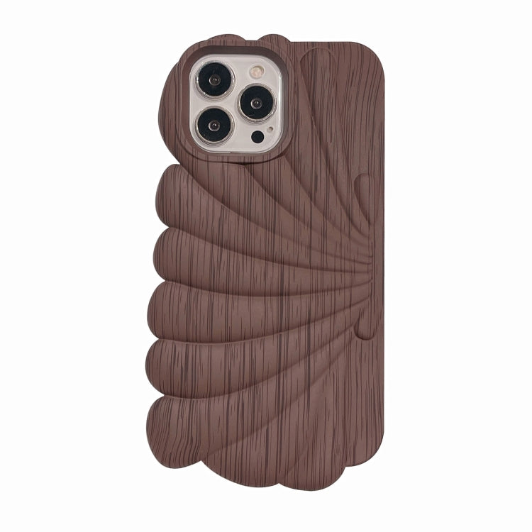 Wood Grain Shell Shape TPU Phone Case, For iPhone 14, For iPhone 14 Plus, For iPhone 14 Pro, For iPhone 14 Pro Max, For iPhone 13, For iPhone 13 Pro, For iPhone 13 Pro Max, For iPhone 12