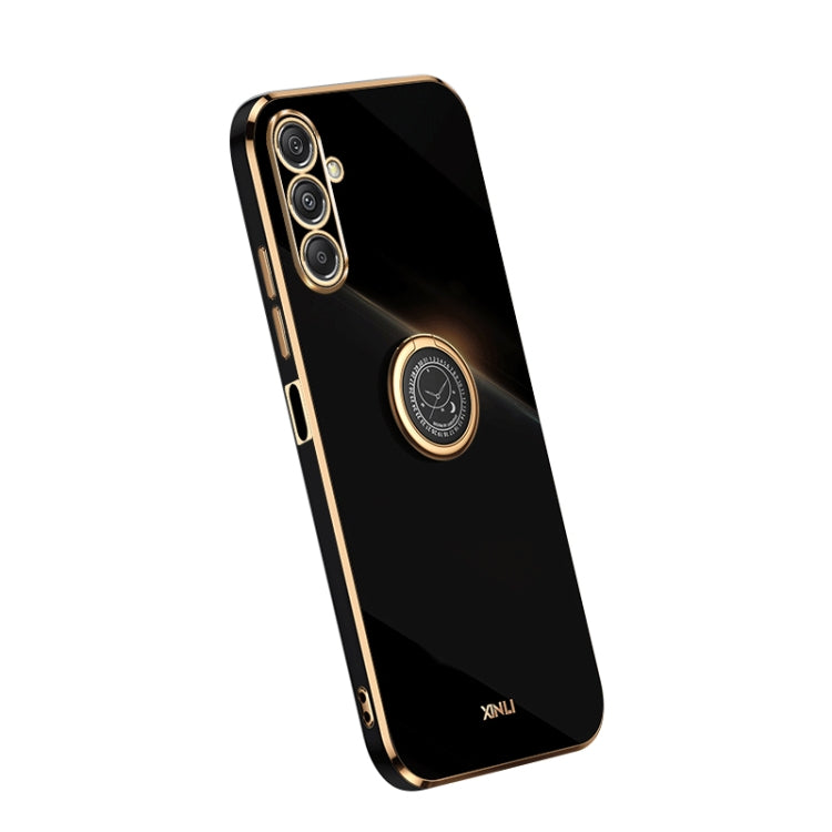 XINLI Straight Edge 6D Electroplate TPU Phone Case with Ring Holder, For Samsung Galaxy A05, For Samsung Galaxy A05s, For Samsung Galaxy M34 5G, For Samsung Galaxy A25 5G, For Samsung Galaxy S23 FE 5G, For Samsung Galaxy M54 5G