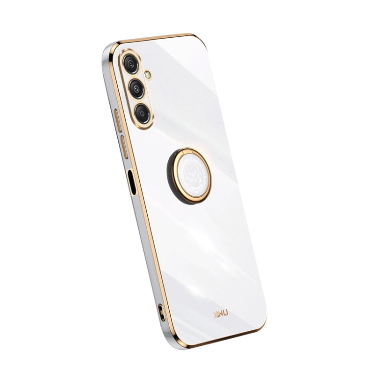 XINLI Straight Edge 6D Electroplate TPU Phone Case with Ring Holder, For Samsung Galaxy A05, For Samsung Galaxy A05s, For Samsung Galaxy M34 5G, For Samsung Galaxy A25 5G, For Samsung Galaxy S23 FE 5G, For Samsung Galaxy M54 5G