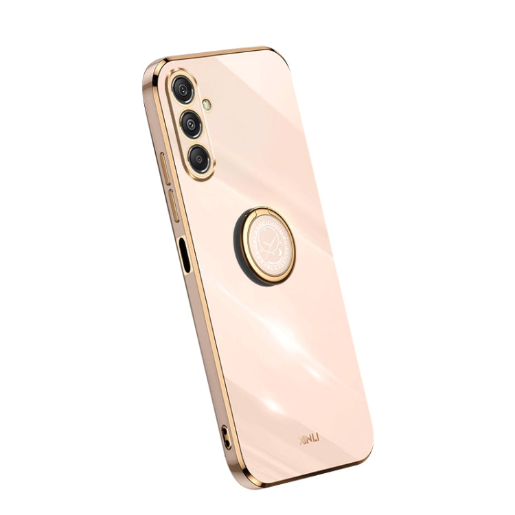 XINLI Straight Edge 6D Electroplate TPU Phone Case with Ring Holder, For Samsung Galaxy A05, For Samsung Galaxy A05s, For Samsung Galaxy M34 5G, For Samsung Galaxy A25 5G, For Samsung Galaxy S23 FE 5G, For Samsung Galaxy M54 5G