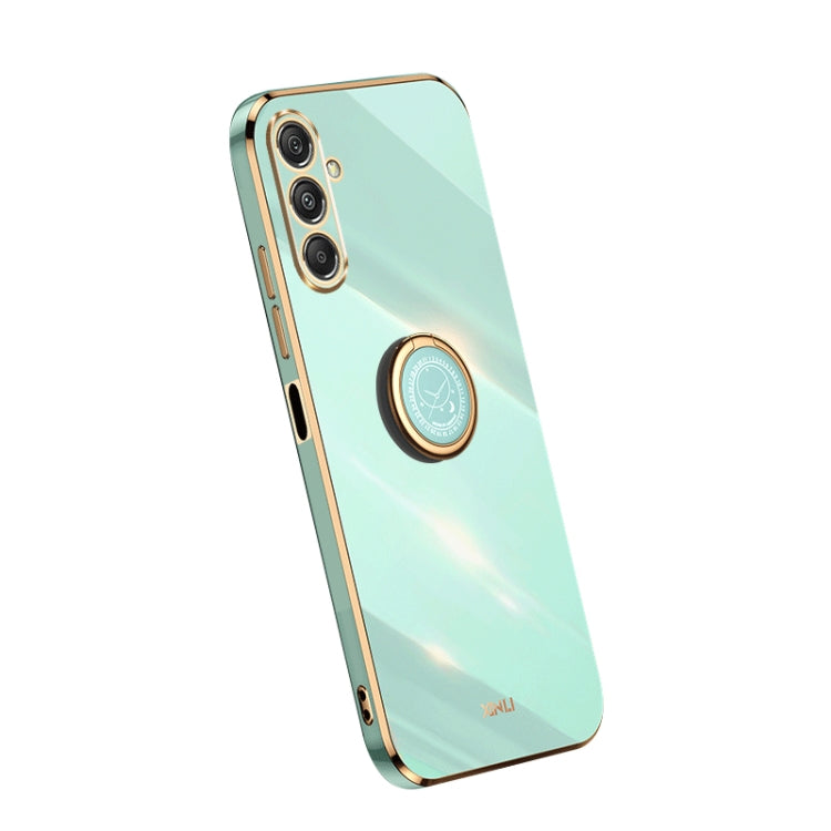 XINLI Straight Edge 6D Electroplate TPU Phone Case with Ring Holder, For Samsung Galaxy A05, For Samsung Galaxy A05s, For Samsung Galaxy M34 5G, For Samsung Galaxy A25 5G, For Samsung Galaxy S23 FE 5G, For Samsung Galaxy M54 5G
