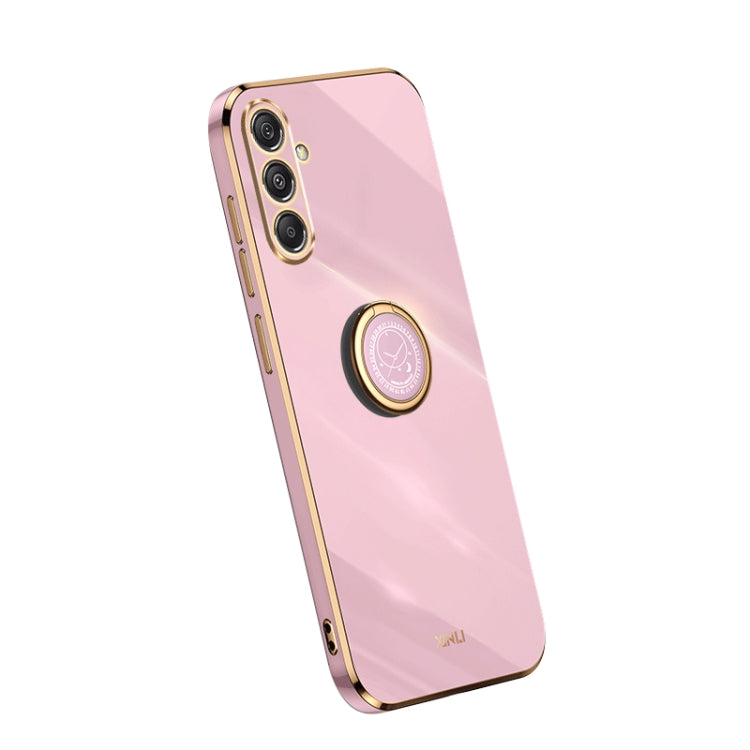XINLI Straight Edge 6D Electroplate TPU Phone Case with Ring Holder, For Samsung Galaxy A05, For Samsung Galaxy A05s, For Samsung Galaxy M34 5G, For Samsung Galaxy A25 5G, For Samsung Galaxy S23 FE 5G, For Samsung Galaxy M54 5G