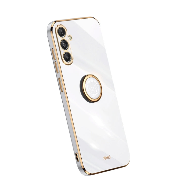 XINLI Straight Edge 6D Electroplate TPU Phone Case with Ring Holder, For Samsung Galaxy A05, For Samsung Galaxy A05s, For Samsung Galaxy M34 5G, For Samsung Galaxy A25 5G, For Samsung Galaxy S23 FE 5G, For Samsung Galaxy M54 5G