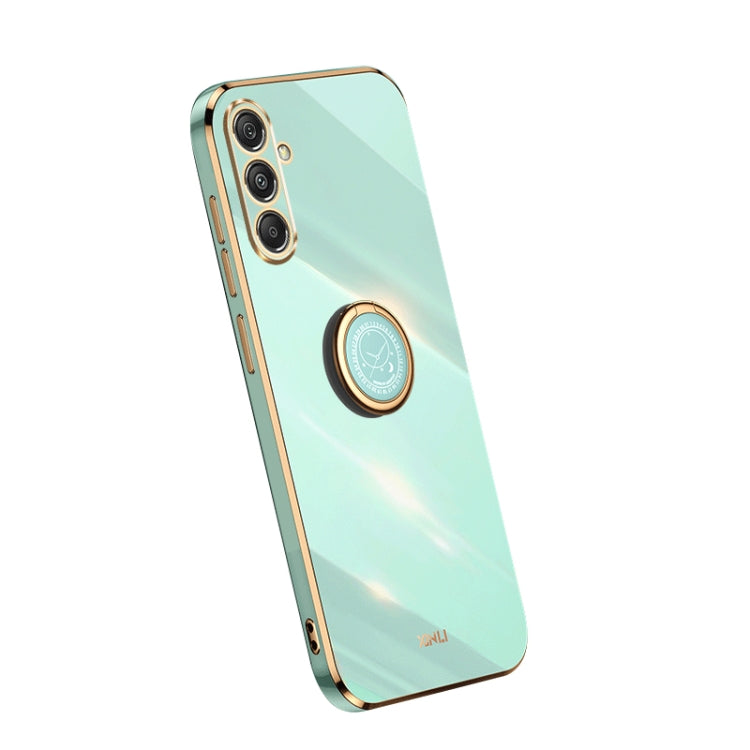XINLI Straight Edge 6D Electroplate TPU Phone Case with Ring Holder, For Samsung Galaxy A05, For Samsung Galaxy A05s, For Samsung Galaxy M34 5G, For Samsung Galaxy A25 5G, For Samsung Galaxy S23 FE 5G, For Samsung Galaxy M54 5G