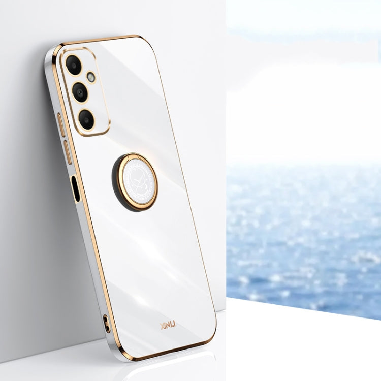 XINLI Straight Edge 6D Electroplate TPU Phone Case with Ring Holder, For Samsung Galaxy A05, For Samsung Galaxy A05s, For Samsung Galaxy M34 5G, For Samsung Galaxy A25 5G, For Samsung Galaxy S23 FE 5G, For Samsung Galaxy M54 5G
