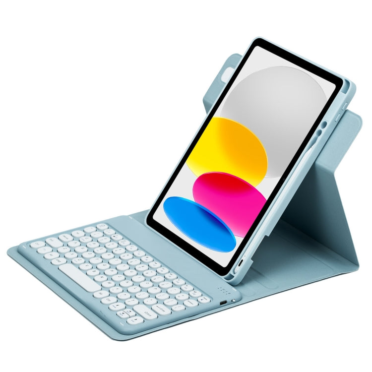 Round Button 360 Degree Rotatable Bluetooth Keyboard Leather Case