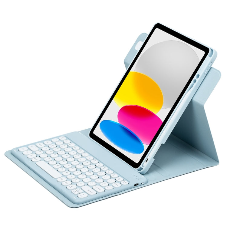 Round Button 360 Degree Rotatable Bluetooth Keyboard Leather Case