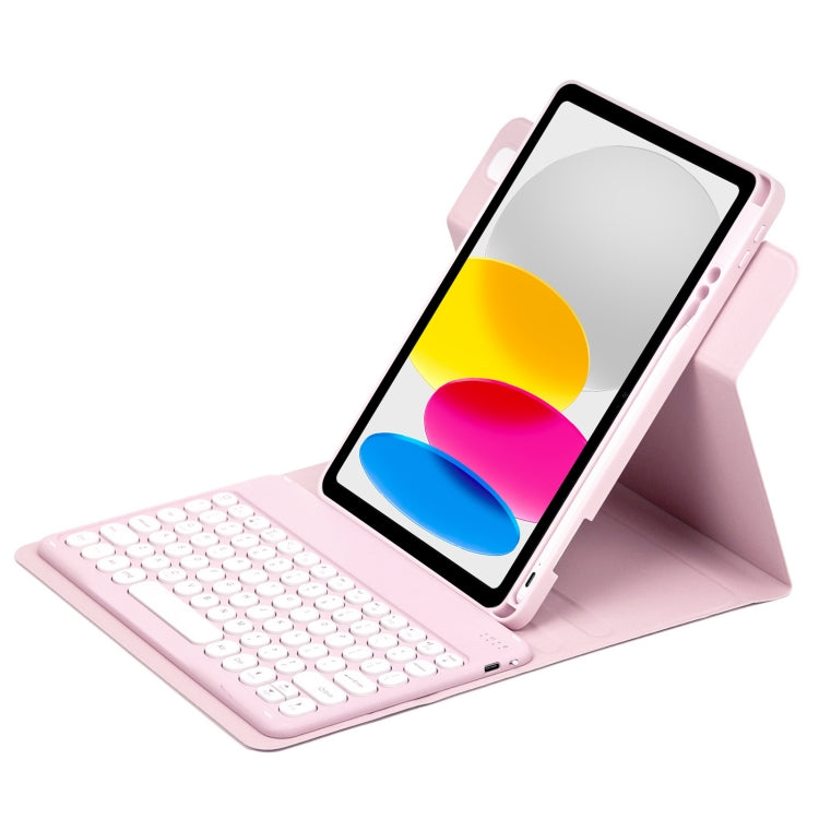 Round Button 360 Degree Rotatable Bluetooth Keyboard Leather Case