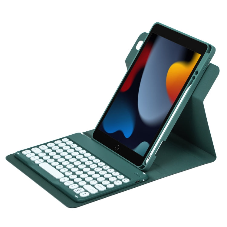 Round Button 360 Degree Rotatable Bluetooth Keyboard Leather Case