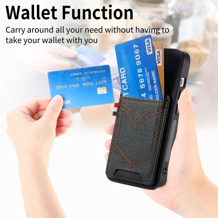 Denim Texture Leather Skin Phone Case with Card Slot