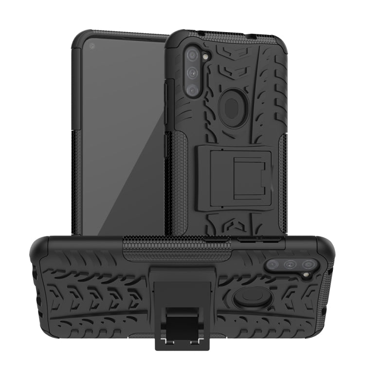 Tire Texture Shockproof TPU+PC Protective Case with Holder, For Samsung Galaxy A11(US Version)