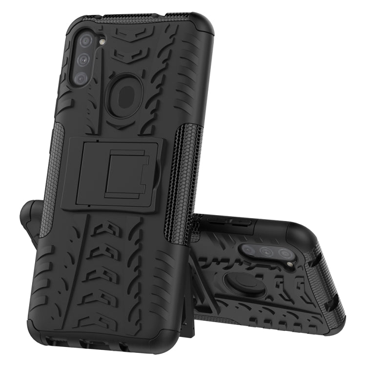 Tire Texture Shockproof TPU+PC Protective Case with Holder, For Samsung Galaxy A11(US Version)