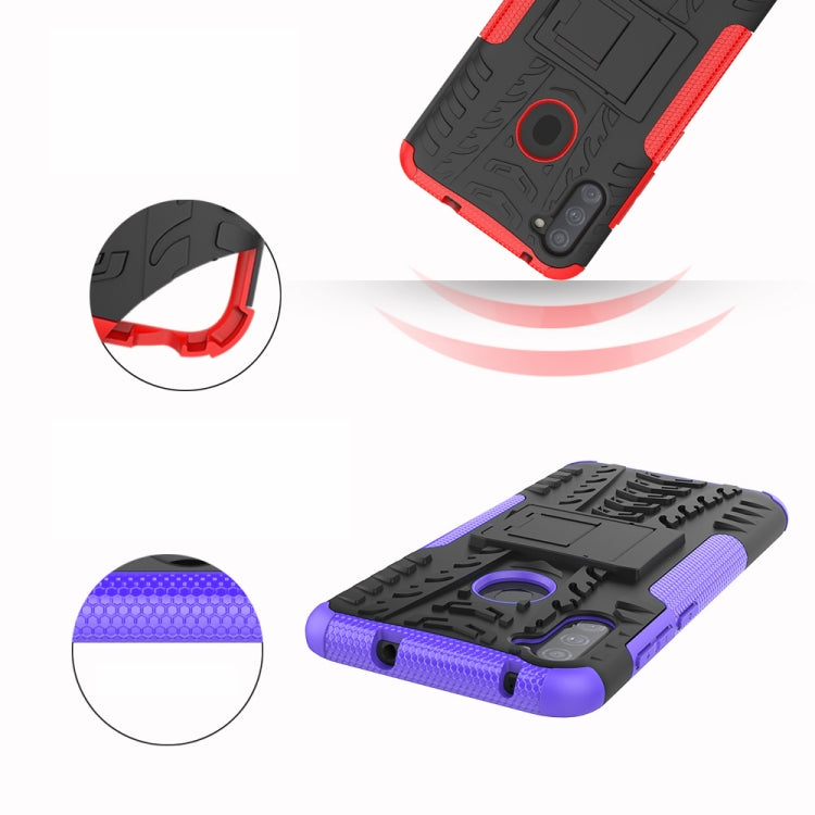 Tire Texture Shockproof TPU+PC Protective Case with Holder, For Samsung Galaxy A11(US Version)