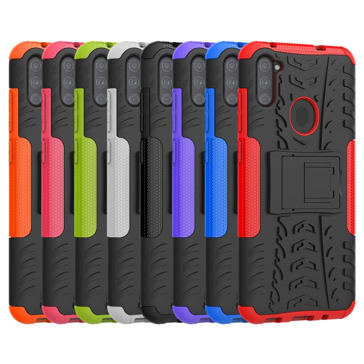 Tire Texture Shockproof TPU+PC Protective Case with Holder, For Samsung Galaxy A11(US Version)