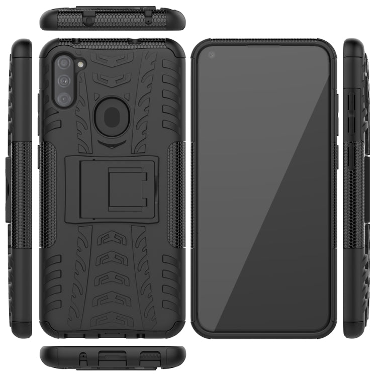 Tire Texture Shockproof TPU+PC Protective Case with Holder, For Samsung Galaxy A11(US Version)
