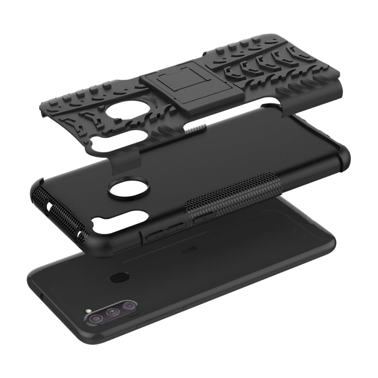 Tire Texture Shockproof TPU+PC Protective Case with Holder, For Samsung Galaxy A11(US Version)