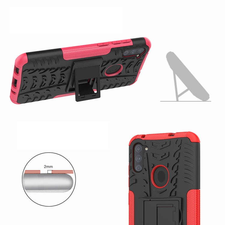Tire Texture Shockproof TPU+PC Protective Case with Holder, For Samsung Galaxy A11(US Version)