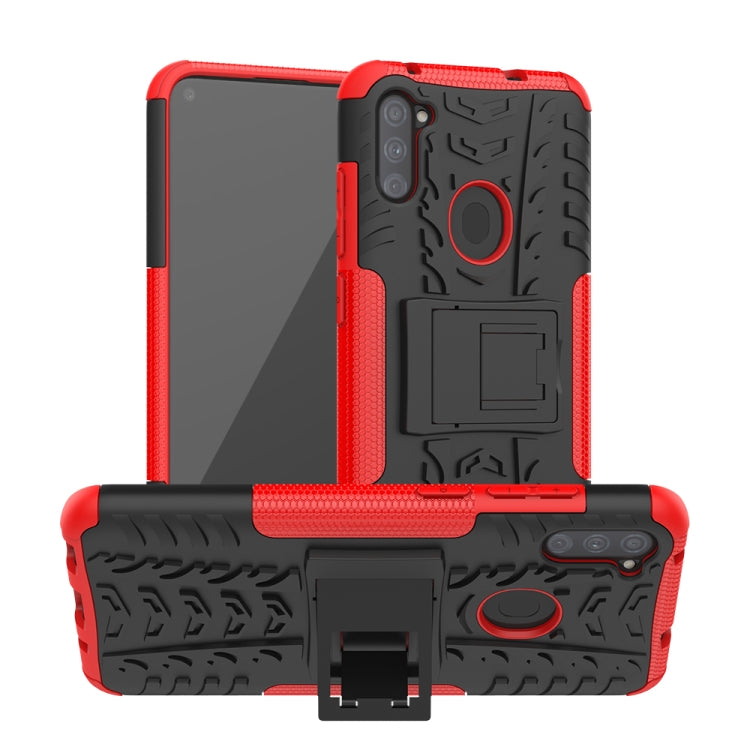 Tire Texture Shockproof TPU+PC Protective Case with Holder, For Samsung Galaxy A11(US Version)